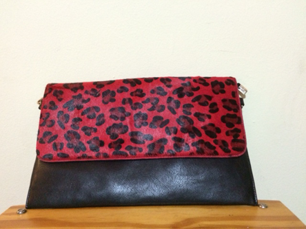 Red leopard print clutch